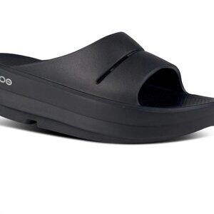 OOFOOS Women's OOmega OOahh Sandal WEDGE Black SIZE 11 42